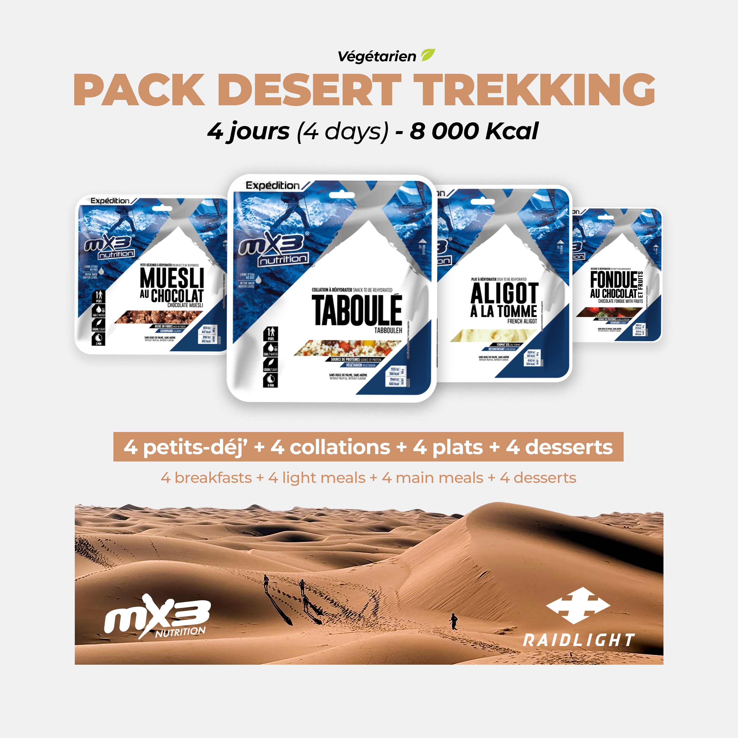 raidlight-pack-4-jours-d-sert-v-g-tarien-8000-kcal-mx3 image 1