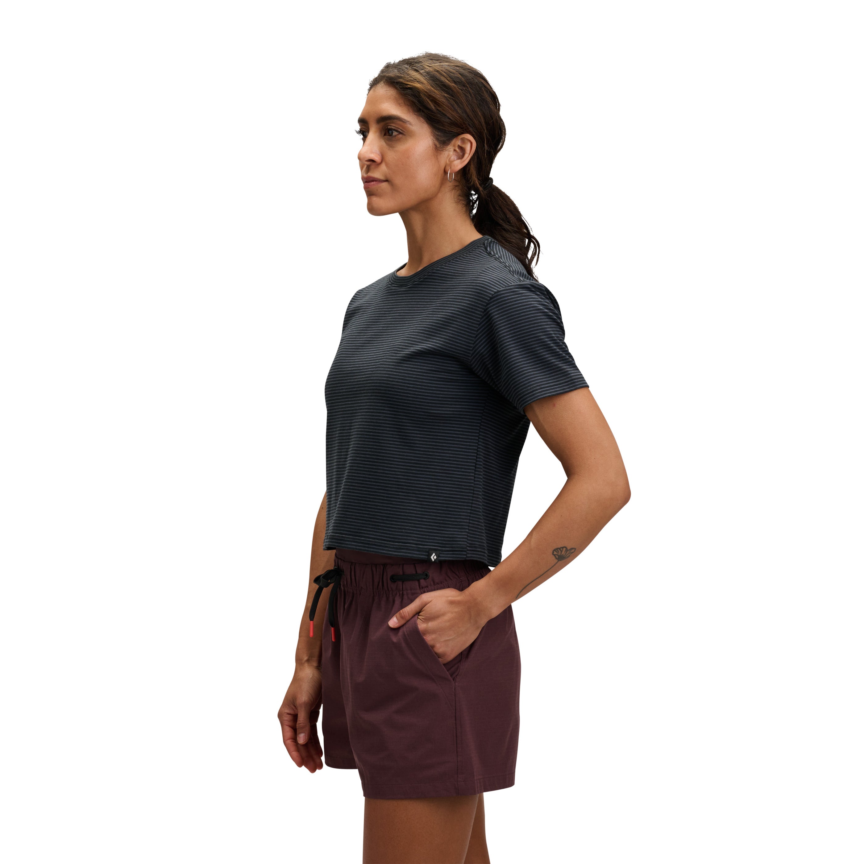 black-diamond-women-s-bd-stripe-crop-t-shirt-manches-courtes image 7